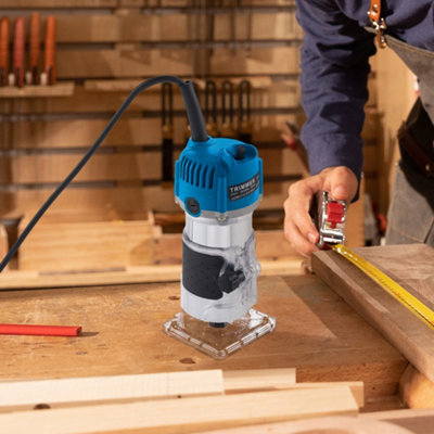 800W Electric Wood Router with Overload Protection in Blue