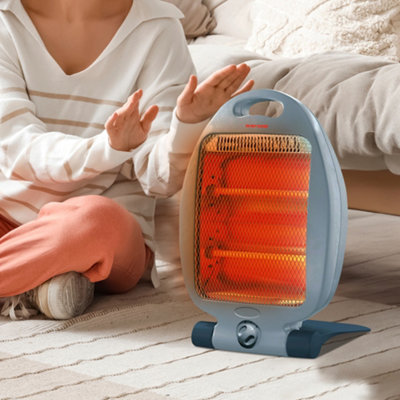 800W Halogen Heater Instant Heat Winter Warm Oscillating 2 Bars For Winter Home, Office, Living Room, Caravan, Garages Handle