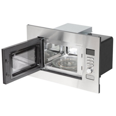 800W Integrated Microwave Oven 20L Wall Mounted Stainless Steel 595x325x390mm