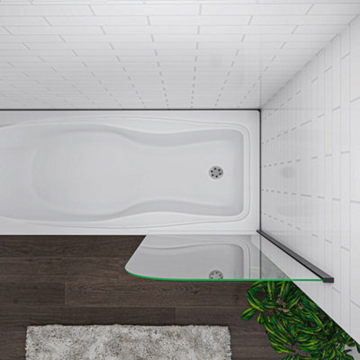 800x1300mm Black Frame Fix Bath Screen Glass Panel