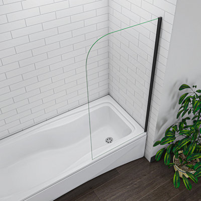 800x1300mm Black Frame Fix Bath Screen Shower Bath Screen Glass Panel