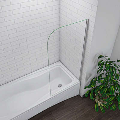 800x1300mm Chrome Frame Fix Bath Screen Glass Panel