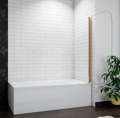 800x1400mm Brushed Gold Pivot Frameless Bath Shower Screen Glass Panel