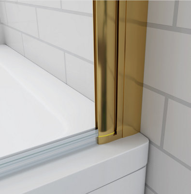 800x1400mm Brushed Gold Pivot Frameless Bath Shower Screen Glass Panel