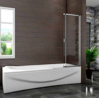 800x1400mm Framed Pivot Sliding Shower Bath Screen Double Glass Panel