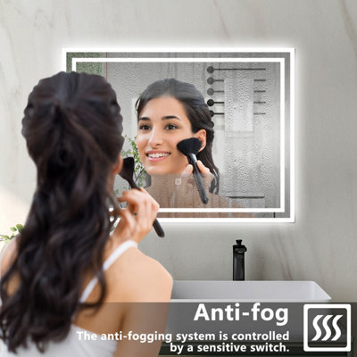 800x600mm Bathroom 3 Colors Dimmable LED Mirror with Shaver Socket ...