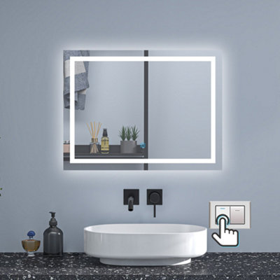 800x600mm Bathroom Illuminated LED Mirror with Demister Pad 3 Colors ...