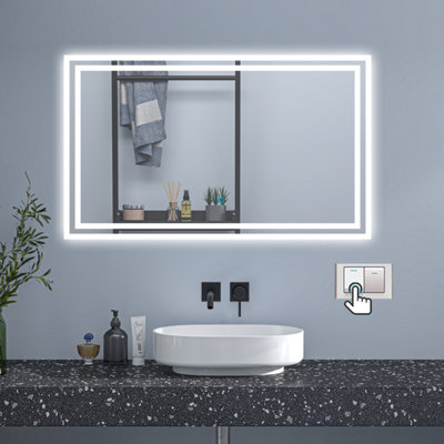 Bathroom LED Mirror Cabinet Storage Back-lit 500x700mm Button