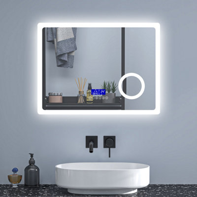 800x600mm Bathroom LED Mirror with Bluetooth Speaker Dimmable 2 Colour ...