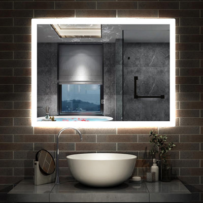 Bathroom mirror with light store and anti fog