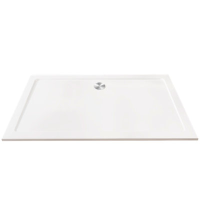 800x700mm Premium Rectangular Shower Tray with White Riser Kit & Waste ...