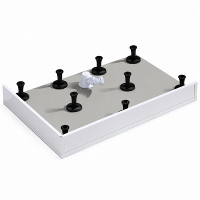 800x700mm Premium Rectangular Shower Tray with White Riser Kit & Waste ...
