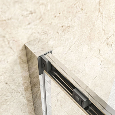 800x760x1850mm Corner Entry Shower Enclosure+800x760mm Stone Tray with ...