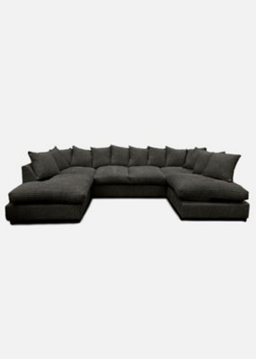 B&Q Black Jumbo Cord U Shape Scatterback 164Cm