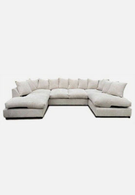 B&Q Cream Jumbo Cord U Shape Scatterback 164Cm