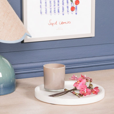 Round 25Cm Natural White Marble Tray from B&Q