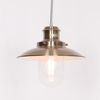 - Contemporary Hanging Fisherman Lantern Style Pendant Brushed Brass Finish Ceiling Light