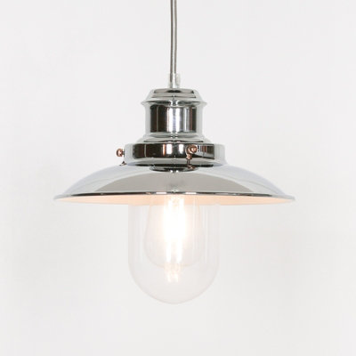 - Contemporary Hanging Fisherman Lantern Style Pendant Chrome Finish Ceiling Light
