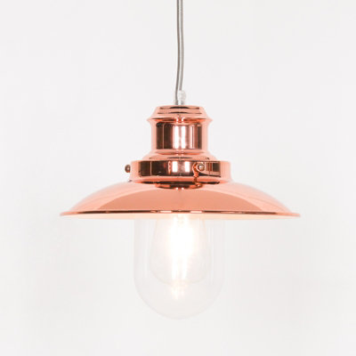  - Contemporary Hanging Fisherman Lantern Style Pendant Copper Finish Ceiling Light