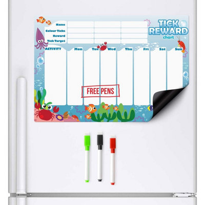 CKB LTD Magnetic Refrigerator Reward Charts For Children Behaviour Board A3 Ocean Creatures from B&Q