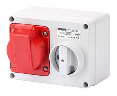 Gewiss Gw66009 Red Horizontal Interlocked Socket Outlet Ip44 16A 3P+N+E 380V-415V from B&Q