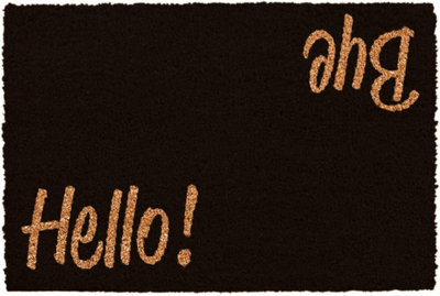 CKB LTD HelloBye Novelty Doormat Unique Black Coir Front Welcome Doormats from B&Q