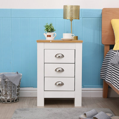 Furniturehmd Bedside Table With 3 Drawers Storage Unit Wooden Nightstand For Bedroom White&oak from B&Q