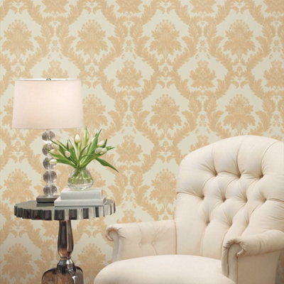 Galerie Ornamenta 2 Gold Classic Damask Embossed Wallpaper from B&Q