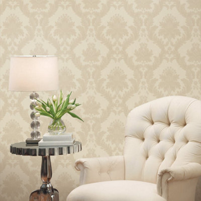 Galerie Ornamenta 2 Light Beige Classic Damask Embossed Wallpaper from B&Q