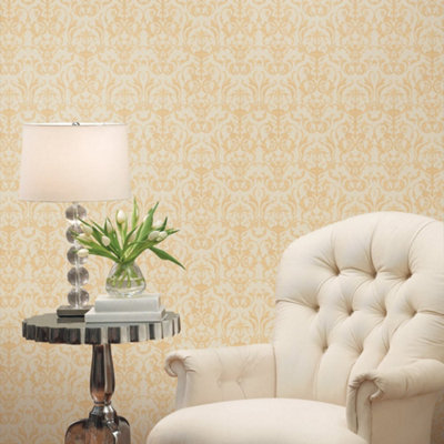 Galerie Ornamenta 2 Gold Toscano Damask Embossed Wallpaper from B&Q