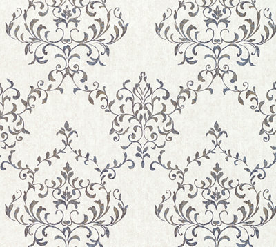 Galerie Neapolis 3 Silver Neapolis Damask Embossed Wallpaper from B&Q