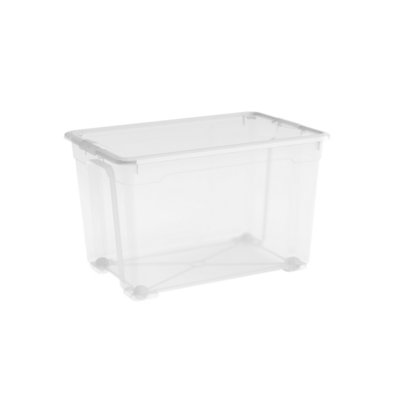 Curver R Box Clear 57L Xl Stackable Wheeled Storage Box With Lid from B&Q