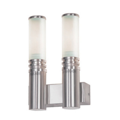 Luminosa Lighting Luminosa Inox 2 Light Outdoor Modern Wall Light Aluminum Ip44 from B&Q