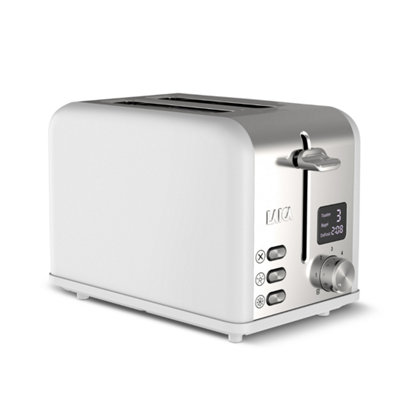 LAICA Iseo 2 Slice Digital ToasterHigh Lift & Extra Wide Slots6 Browning SettingsBagel FeatureWhite from B&Q