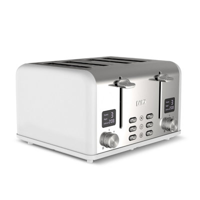 LAICA Iseo 4 Slice Digital ToasterHigh Lift & Extra Wide Slots6 Browning SettingsBagel FeatureWhite from B&Q