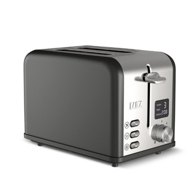 LAICA Iseo 2 Slice Digital ToasterHigh Lift & Extra Wide Slots6 Browning SettingsBagel FeatureBlack from B&Q
