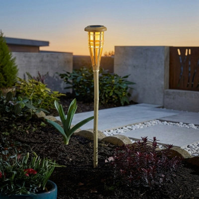 Solar Flaming Bamboo Tiki Garden Torch from B&Q