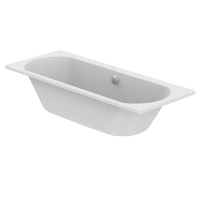Ideal Standard Tesi White Rectangular Square Bath Double Ended Bath With 0 Tap Holes (L)169.5Cm (W)69.5Cm from B&Q