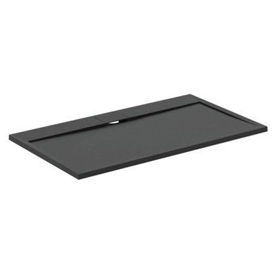 Ideal Standard Ultraflat S I.life Matt Jet Black Rectangular Centre Drain Universal Shower Tray (L)1400mm (W)800mm (H) 30mm from B&Q