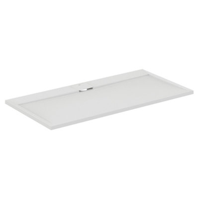 B&Q -  Ultraflat S I.life Matt Pure White Rectangular Centre Drain Universal Shower Tray (L)1600mm (W)800mm (H) 30mm