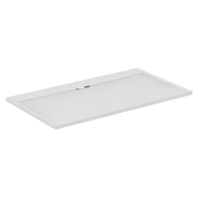 B&Q -  Ultraflat S I.life Matt Pure White Rectangular Centre Drain Universal Shower Tray (L)1600mm (W)900mm (H) 30mm