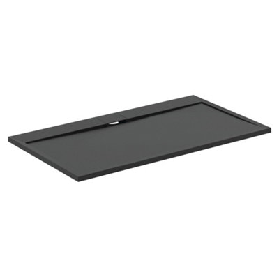 Ideal Standard Ultraflat S I.life Matt Jet Black Rectangular Centre Drain Universal Shower Tray (L)1600mm (W)900mm (H) 30mm from B&Q