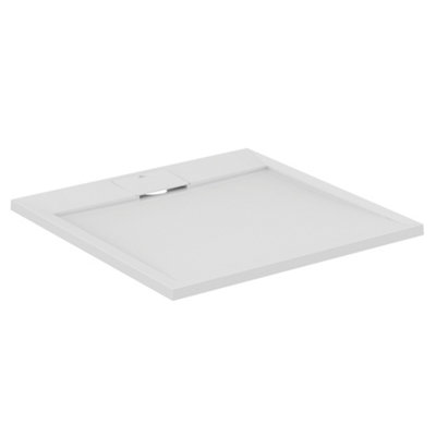 B&Q -  Ultraflat S I.life Matt Pure White Square Centre Drain Universal Shower Tray (L)800mm (W)800mm (H) 30mm