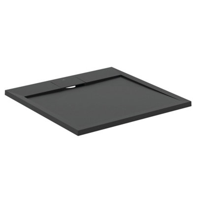 Ideal Standard Ultraflat S I.life Matt Jet Black Square Centre Drain Universal Shower Tray (L)800mm (W)800mm (H) 30mm from B&Q