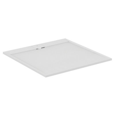 B&Q -  Ultraflat S I.life Matt Pure White Square Centre Drain Universal Shower Tray (L)1200mm (W)1200mm (H) 30mm
