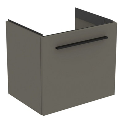 Ideal Standard I.life S Compact Matt Quartz Grey Oak Veneer Wall-Mounted Bathroom Vanity Unit (H) 440mm (W) 500mm from B&Q
