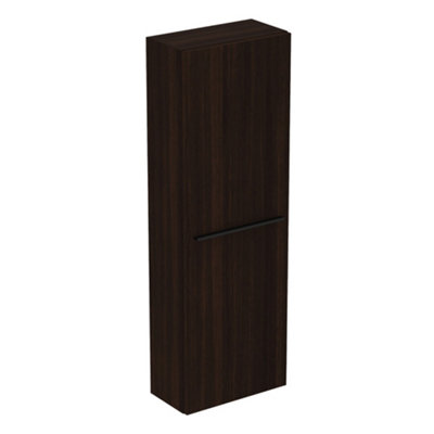 B&Q -  I.life S Tall Matt Coffee Brown Oak Effect Single Wall-Mounted Bathroom Cabinet (H)120Cm (W)40Cm