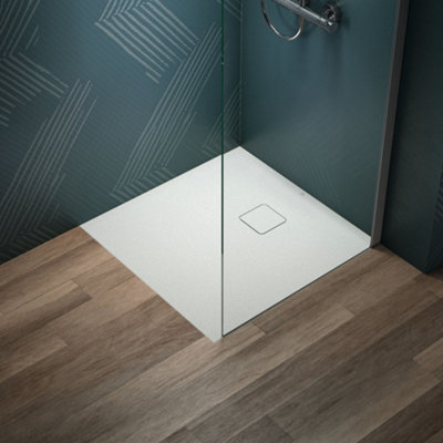 Ideal-Standard Ideal Standard Ultra Flat Evo Square 35mm Shower Tray In Silk White With Waste 800 X 800mm from B&Q