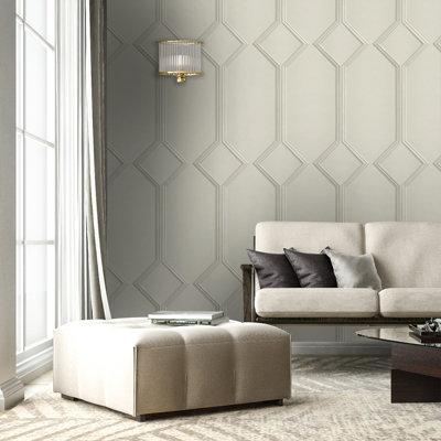 Belgravia Alessia Panel Heavyweight Textured Vinyl Wallpaper White 216 from B&Q
