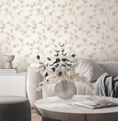 Belgravia Décor Valentino Pine Wallpaper - Cream - Small - Image 6